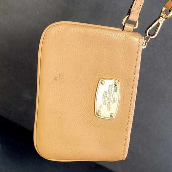 Michael Kors Beige Leather Wristlet Wallet | Small Designer Card Holder - Picture 10 of 16